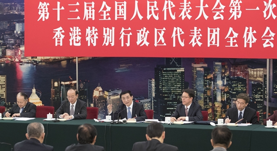 王滬寧參加全國(guó)兩會(huì)香港代表團(tuán)討論和審議