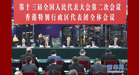 韓正參加全國(guó)人大香港代表團(tuán)審議